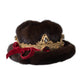 Dark Brown Mink Fur Gold Crystal Crown Hat