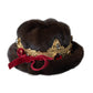 Dark Brown Mink Fur Gold Crystal Crown Hat