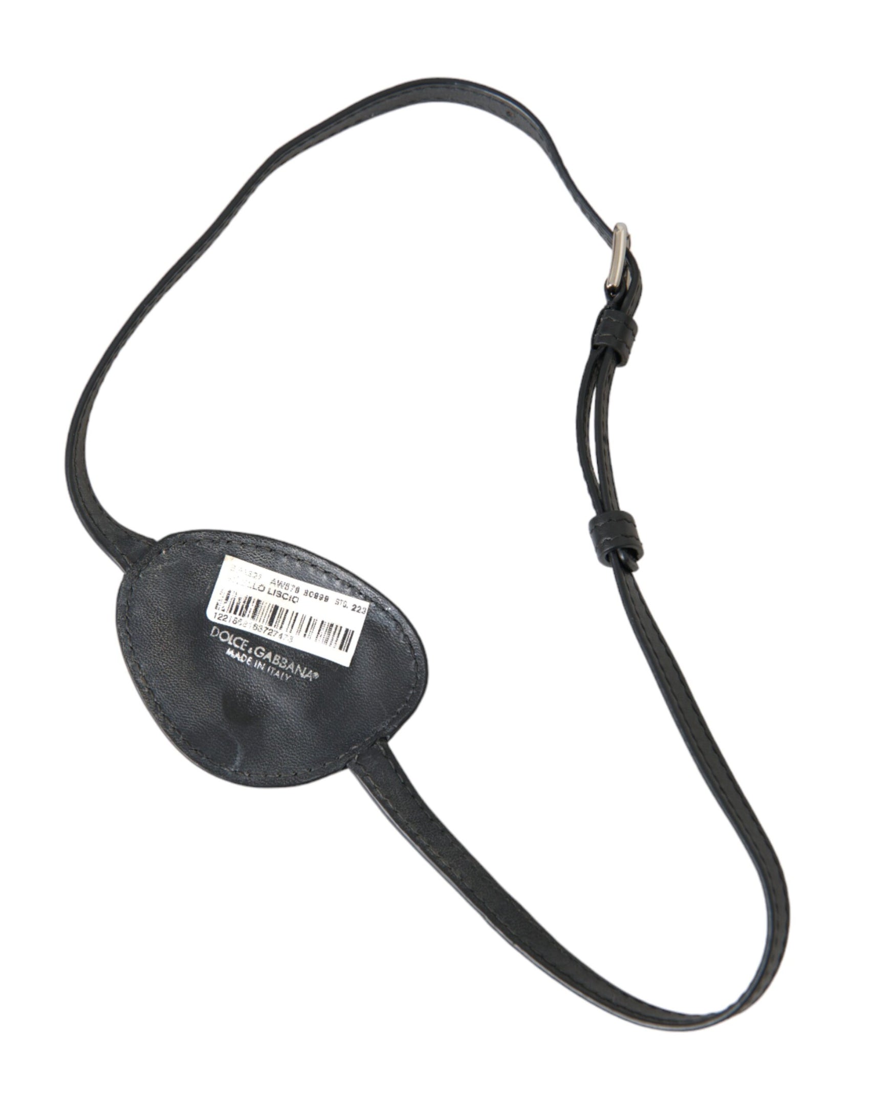 Toppa con logo DG in metallo in pelle di vitello nera