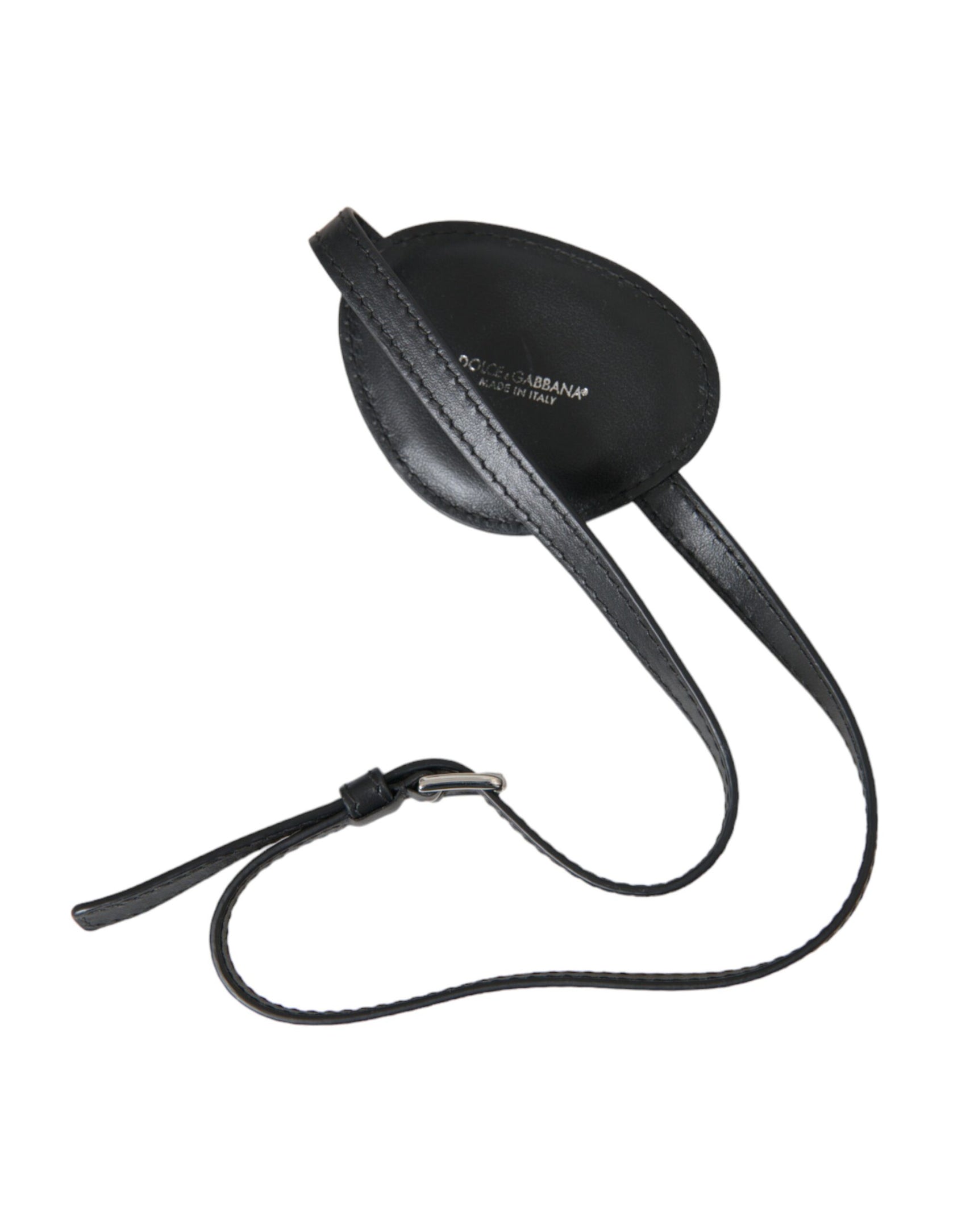 Toppa con logo DG in metallo in pelle di vitello nera