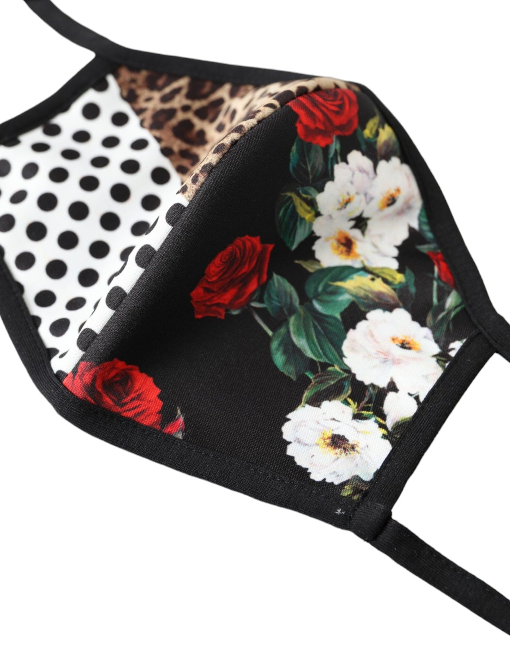 Maschera facciale con elastico per le orecchie con motivo floreale leopardato multicolore