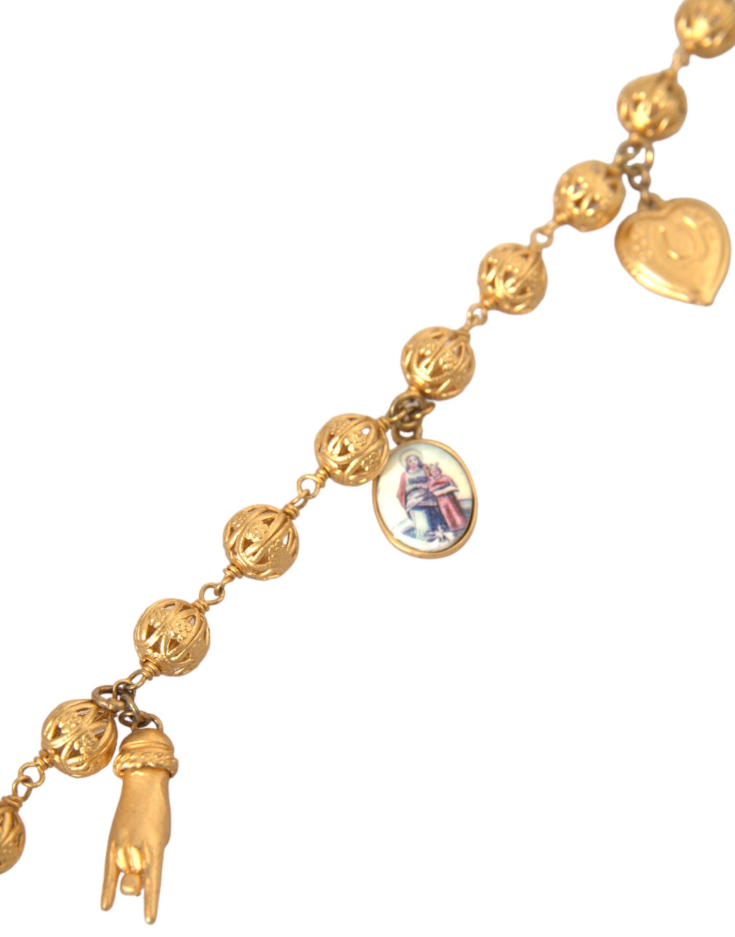 Collana con perline in ottone e catena color oro in Sicilia