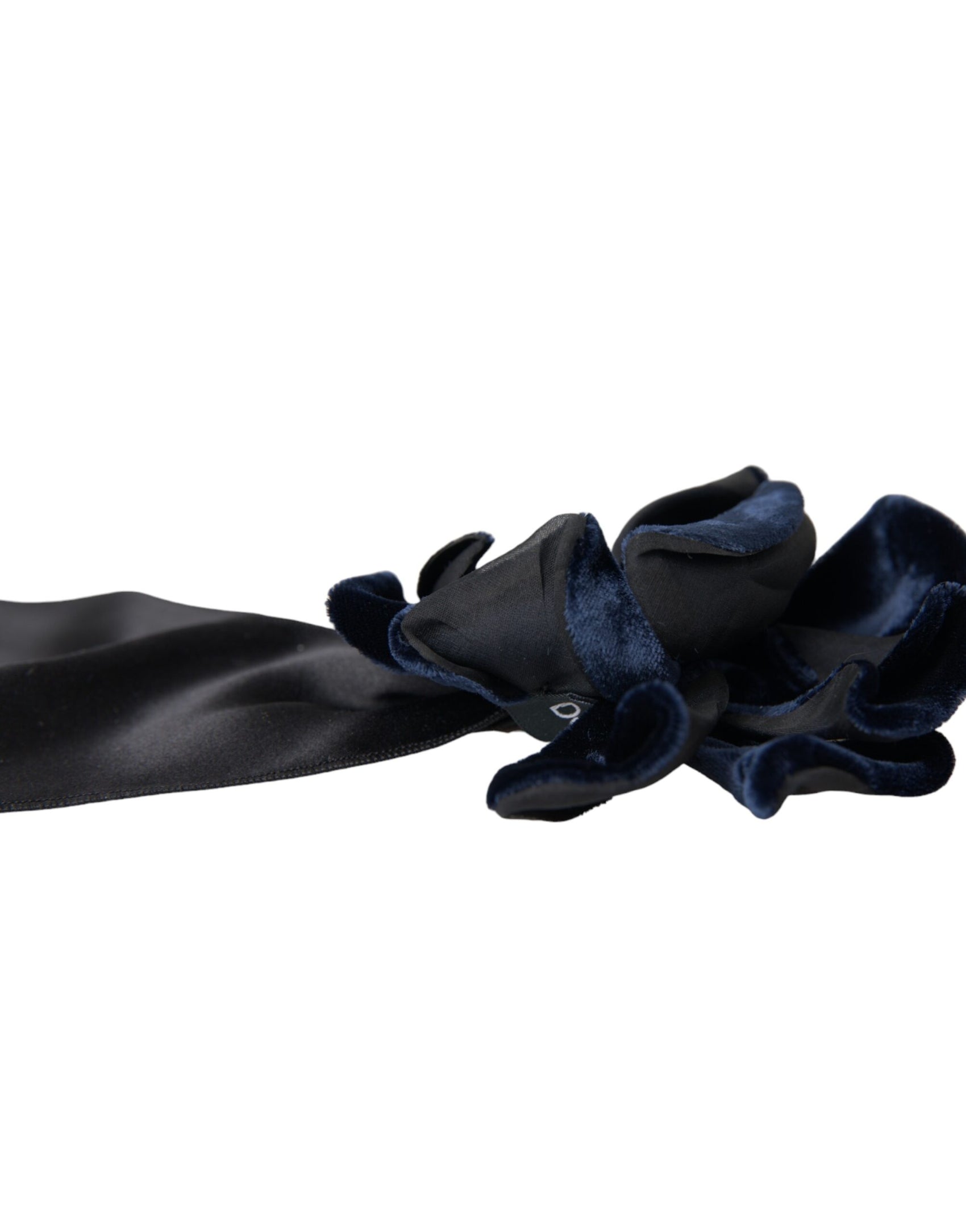 Spilla per capelli floreale in ottone dorato e seta nera