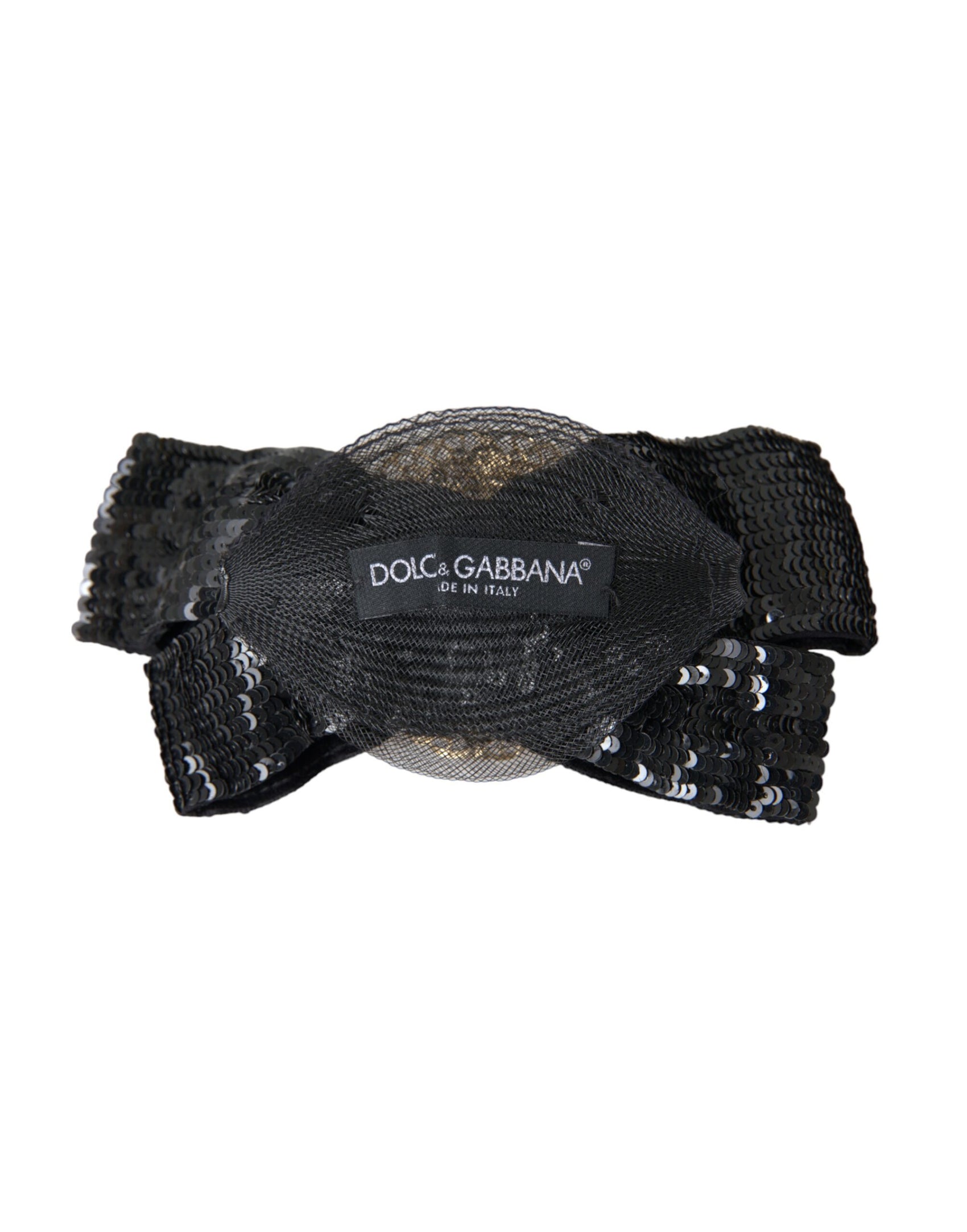 Spilla per capelli fatta a mano con perle e paillettes nere