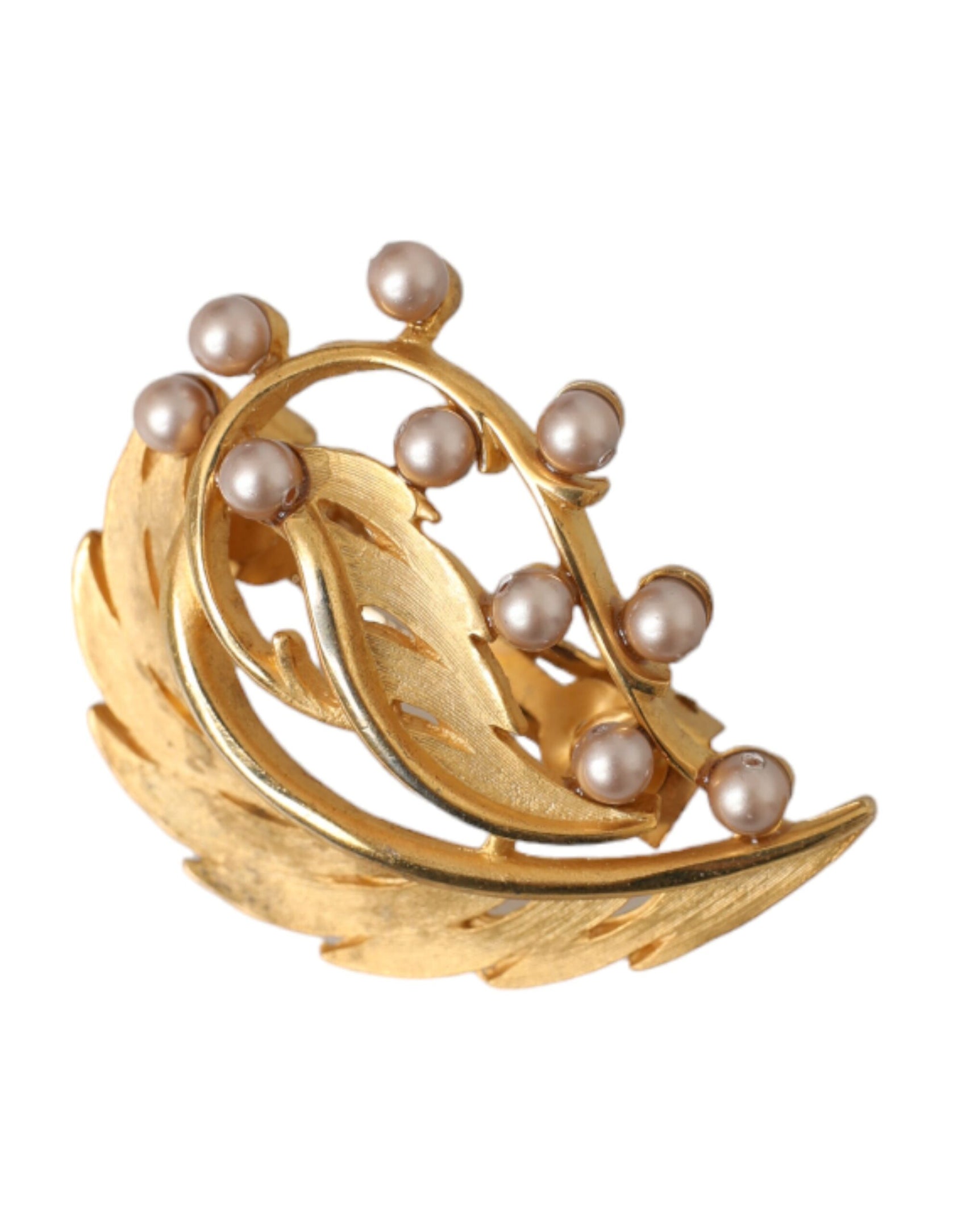 Spilla per capelli con gioielli decorati in foglia di ottone dorato