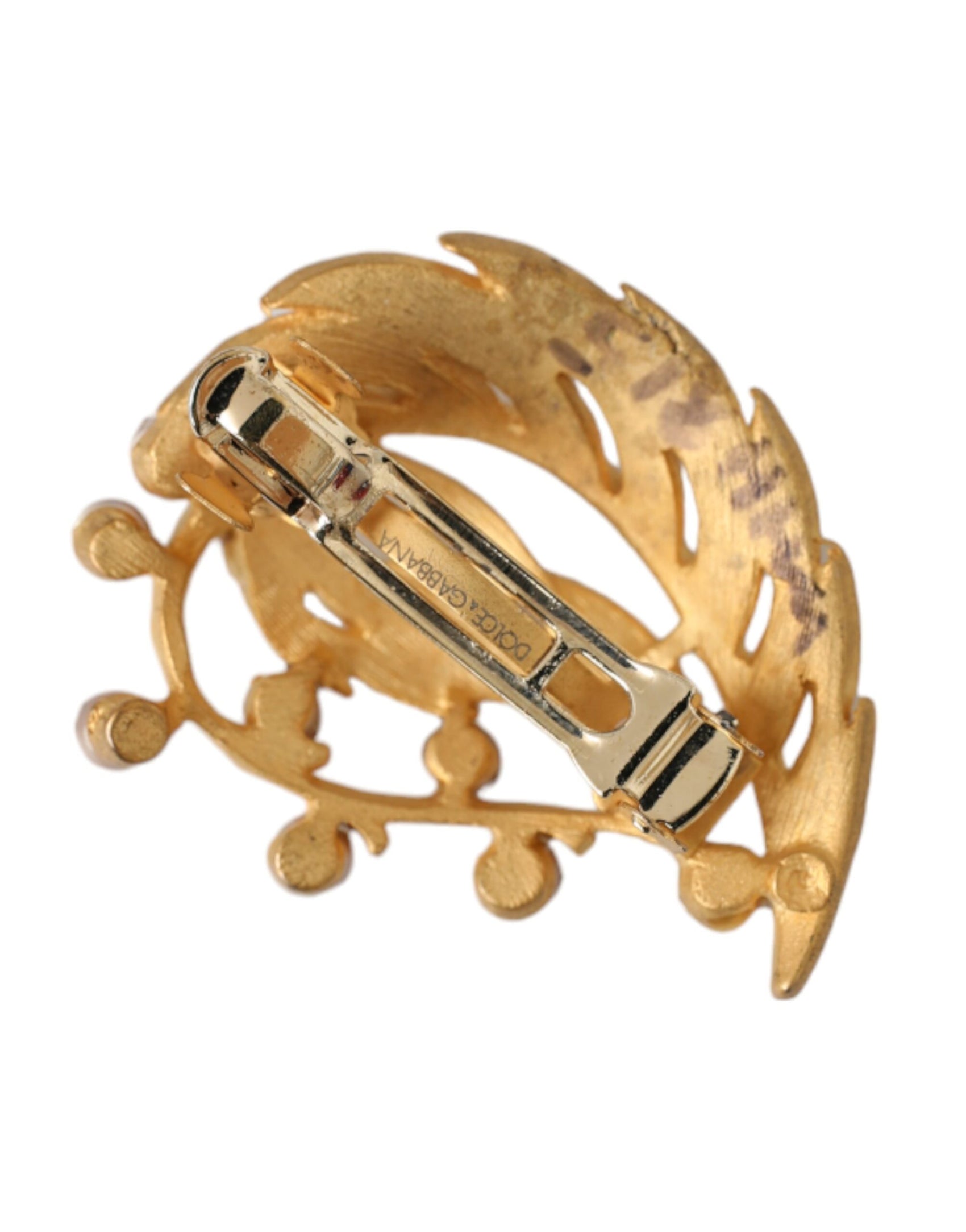 Spilla per capelli con gioielli decorati in foglia di ottone dorato