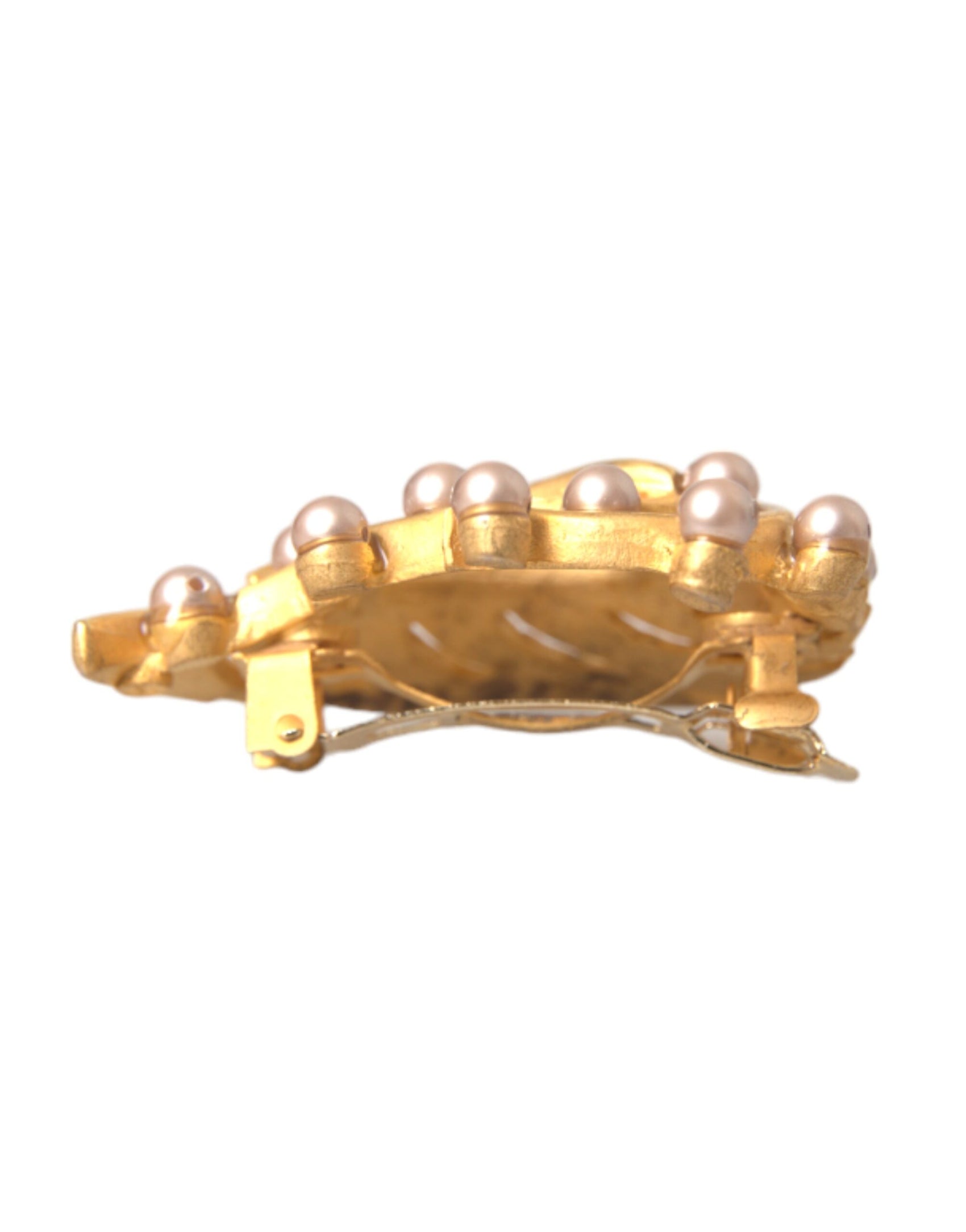 Spilla per capelli con gioielli decorati in foglia di ottone dorato