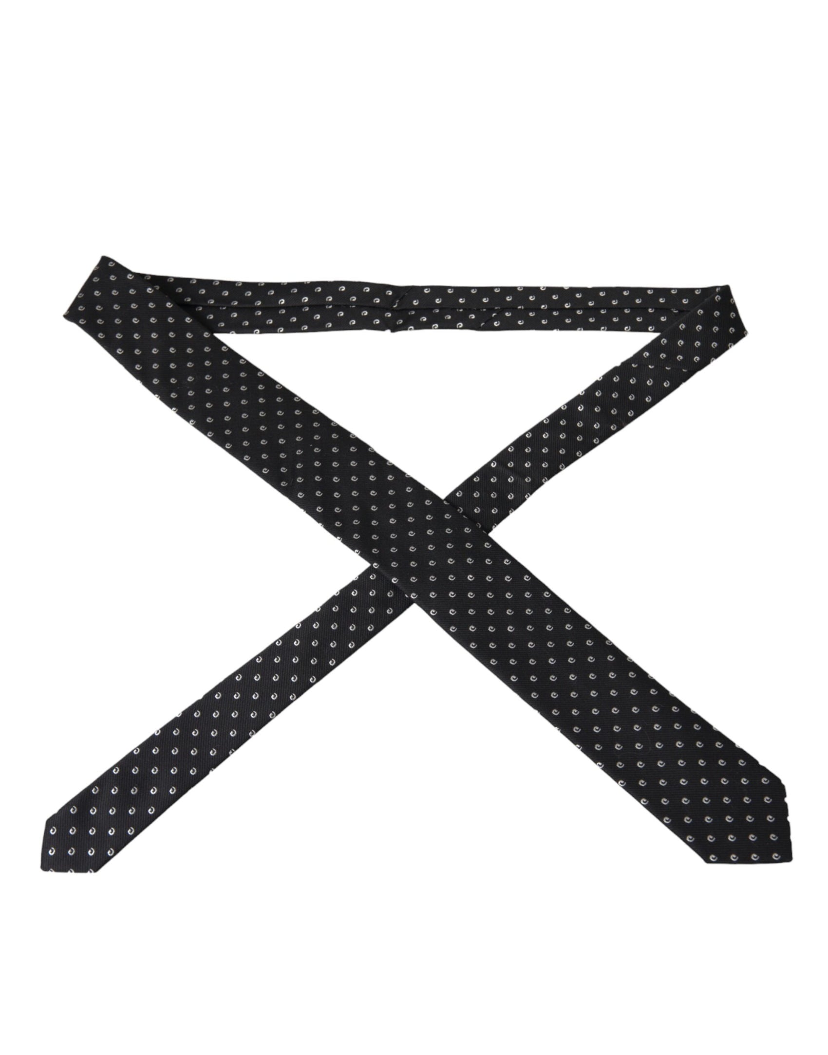 Cravatta regolabile in misto cotone con logo nero
