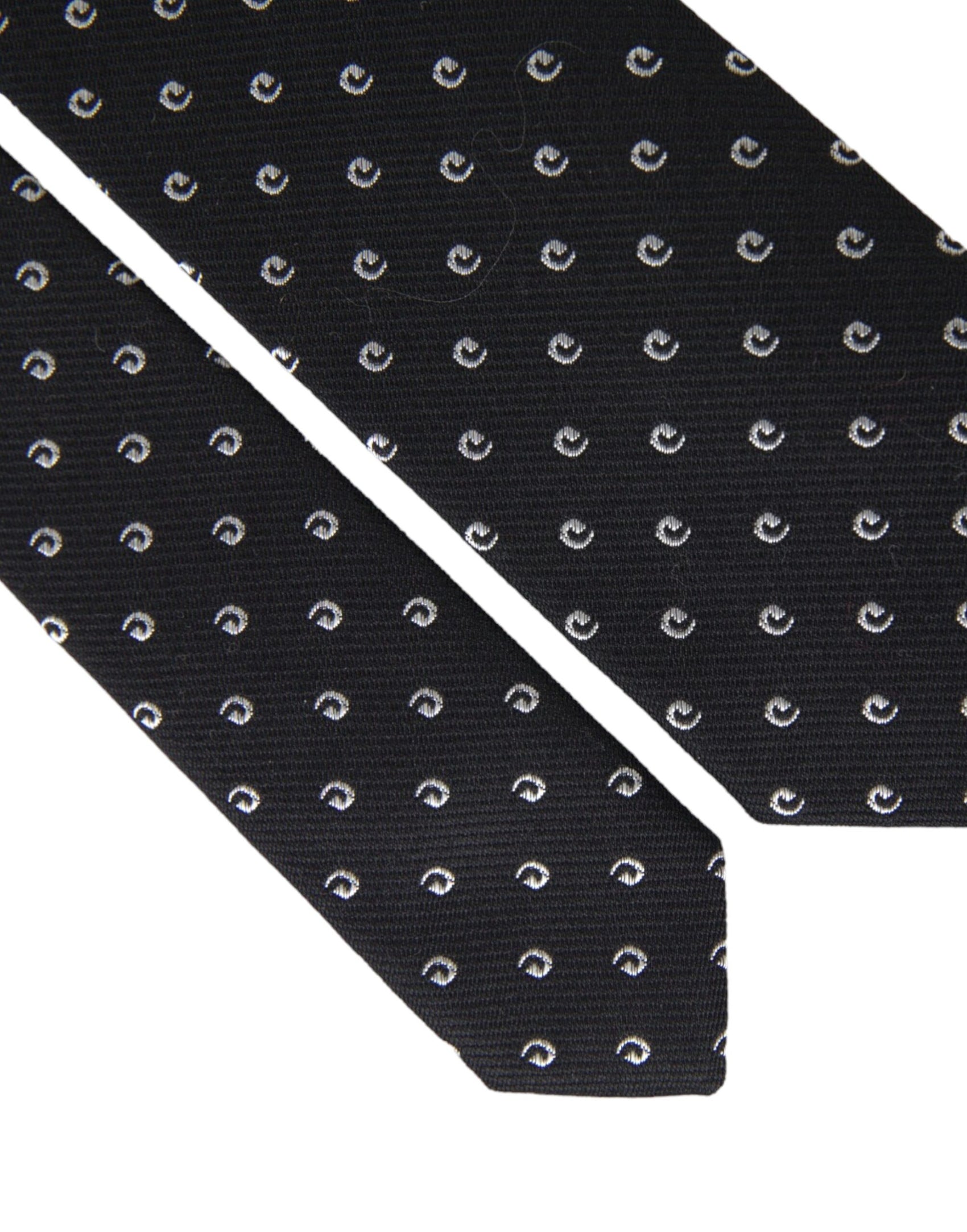 Cravatta regolabile in misto cotone con logo nero
