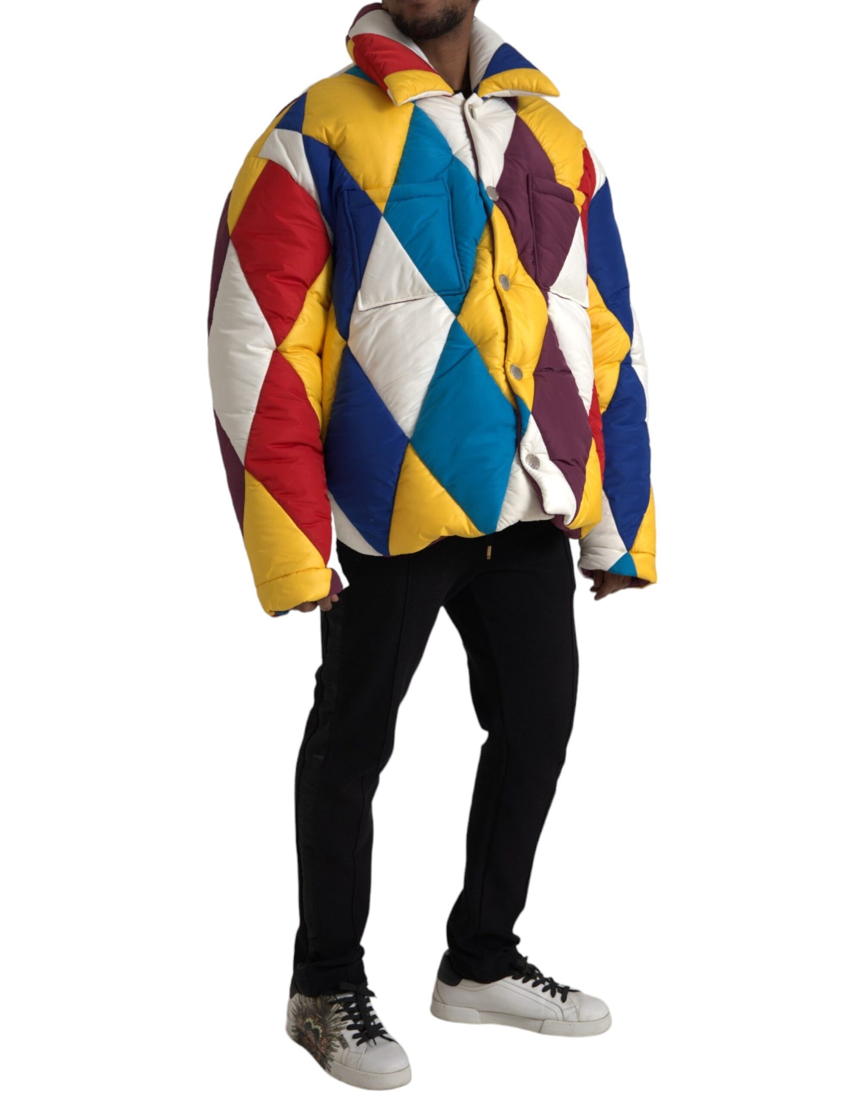 Giacca a vento imbottita multicolore da uomo