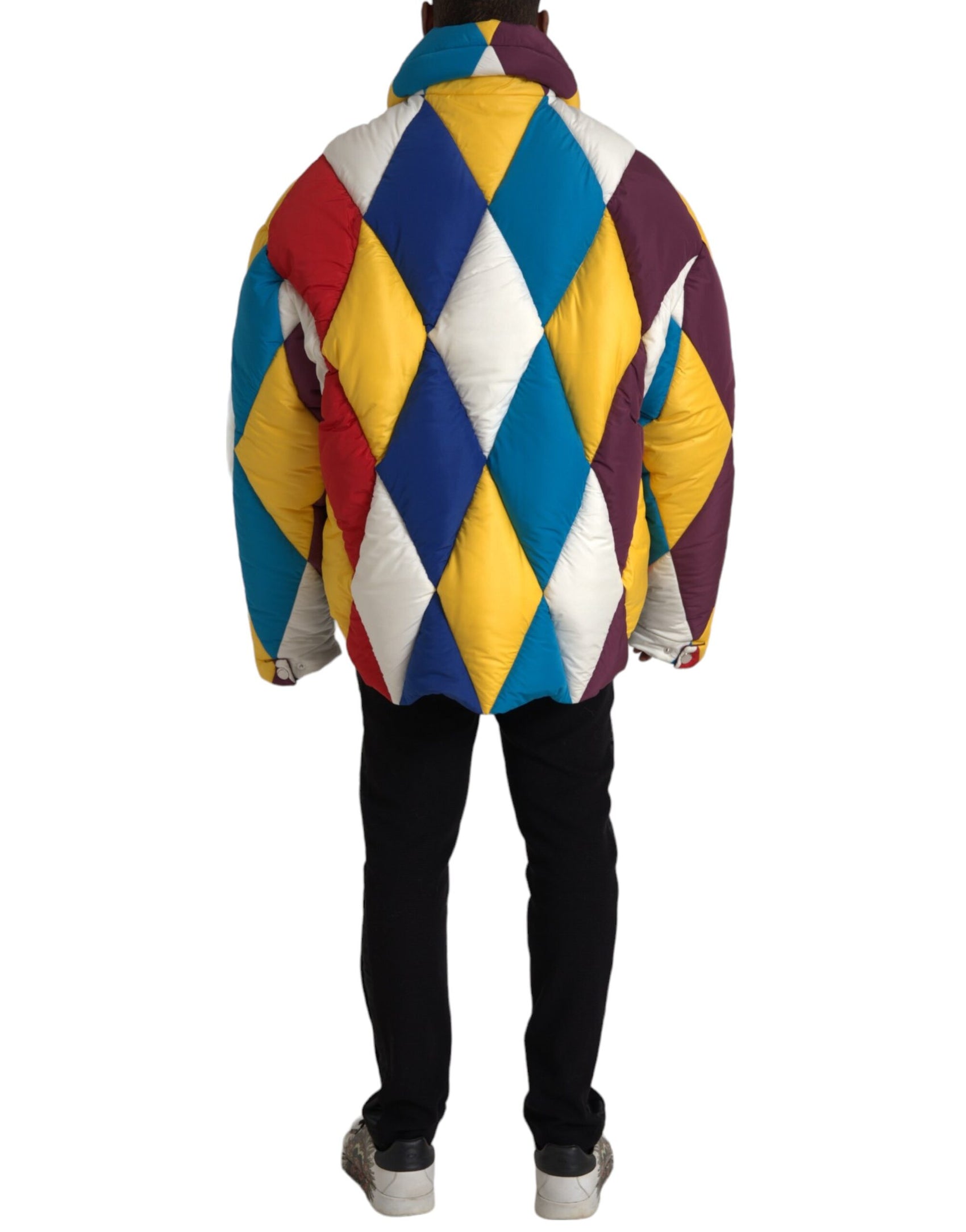 Giacca a vento imbottita multicolore da uomo