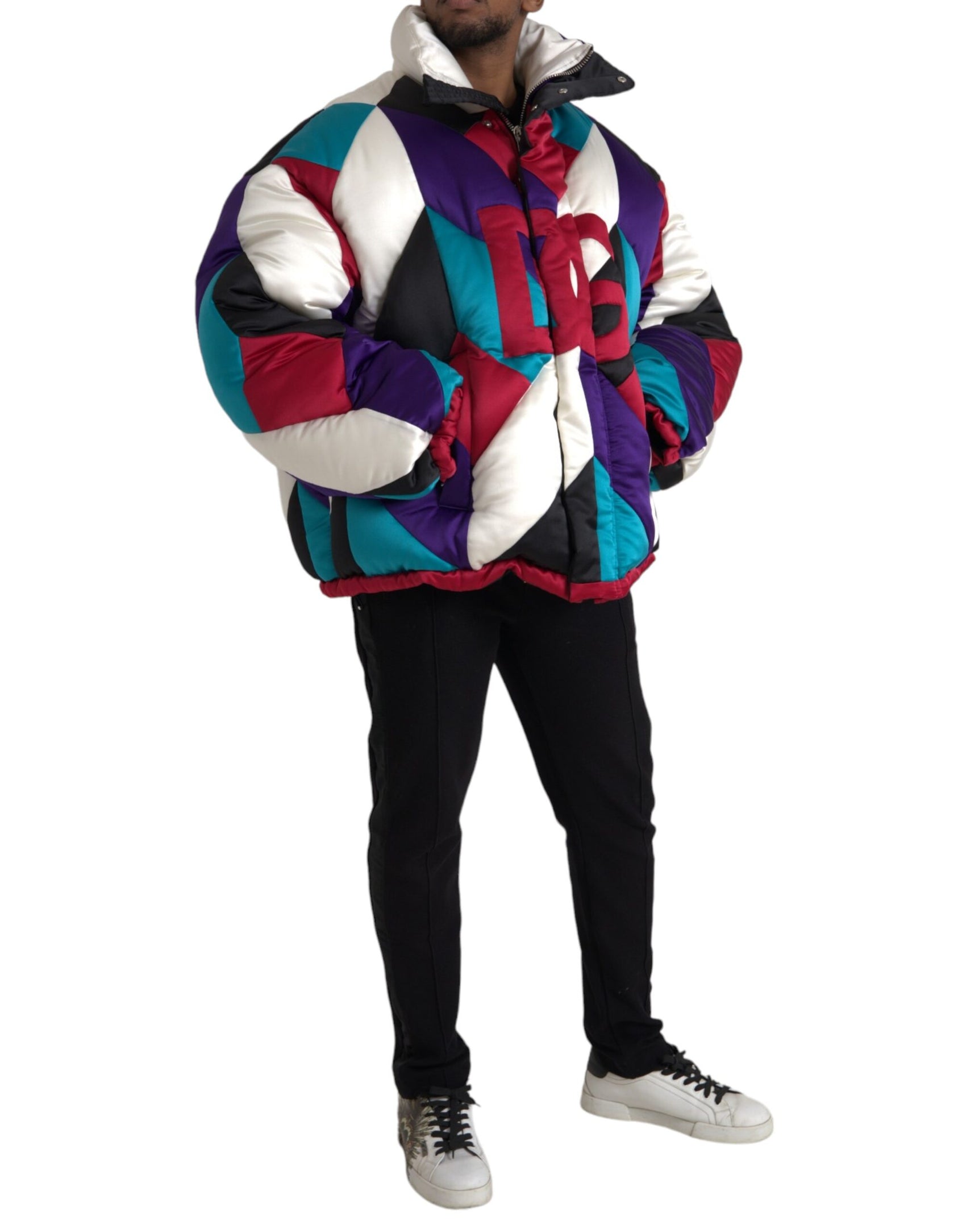 Giacca a vento imbottita con logo multicolore