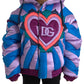 Multicolor Heart Logo Hooded Puffer Jacket