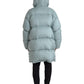 Light Blue Quilted Hooded Puffer Jacket Men