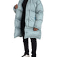 Light Blue Quilted Hooded Puffer Jacket Men