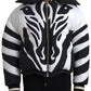 Black White Stripes Hooded Puffer Jacket