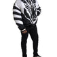 Black White Stripes Hooded Puffer Jacket