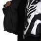 Black White Stripes Hooded Puffer Jacket