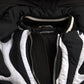 Black White Stripes Hooded Puffer Jacket