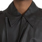 Black Matte Waterproof Leather Coat Jacket