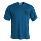 Blaues T-Shirt mit Rundhalsausschnitt und kurzen Ärmeln
