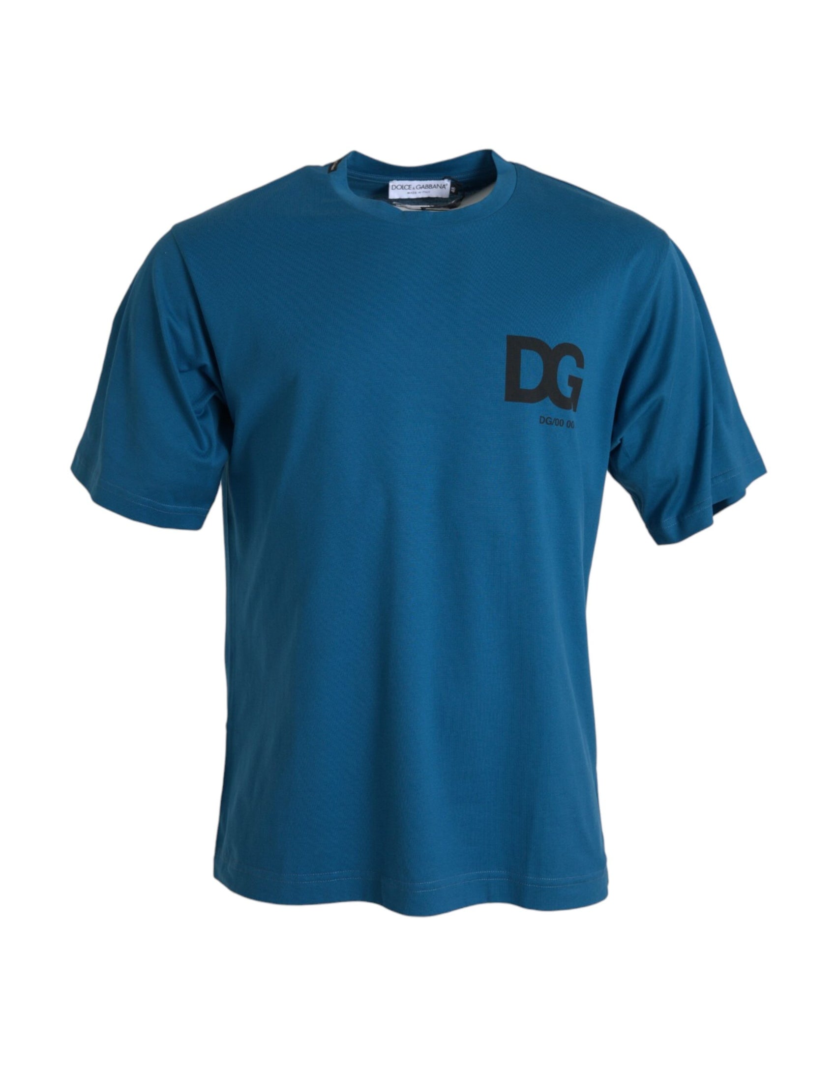Blaues T-Shirt mit Rundhalsausschnitt und kurzen Ärmeln
