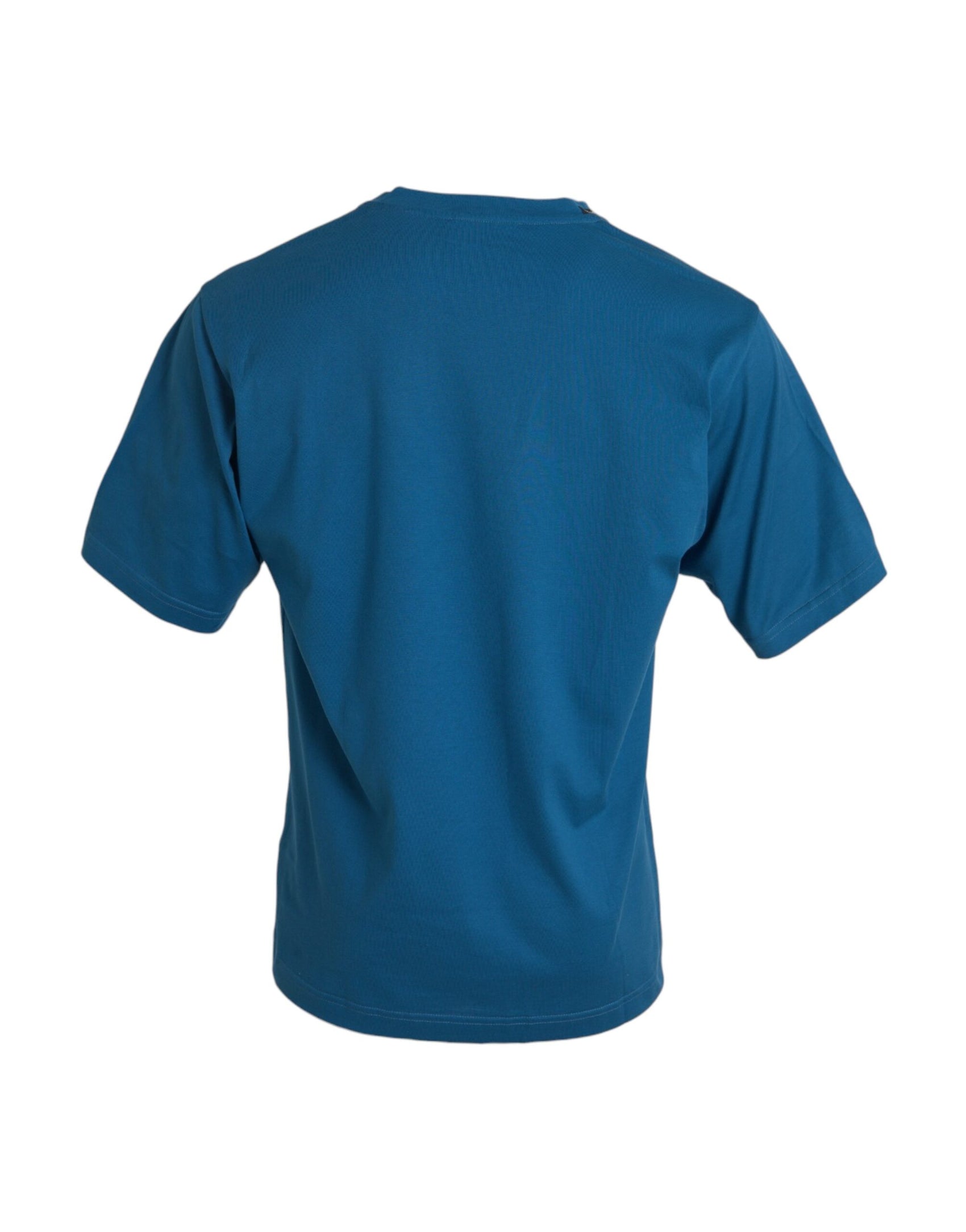 Blaues T-Shirt mit Rundhalsausschnitt und kurzen Ärmeln