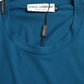 Blaues T-Shirt mit Rundhalsausschnitt und kurzen Ärmeln