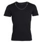 Schwarzes Kurzarm-T-Shirt aus Baumwolle mit silberner Kette
