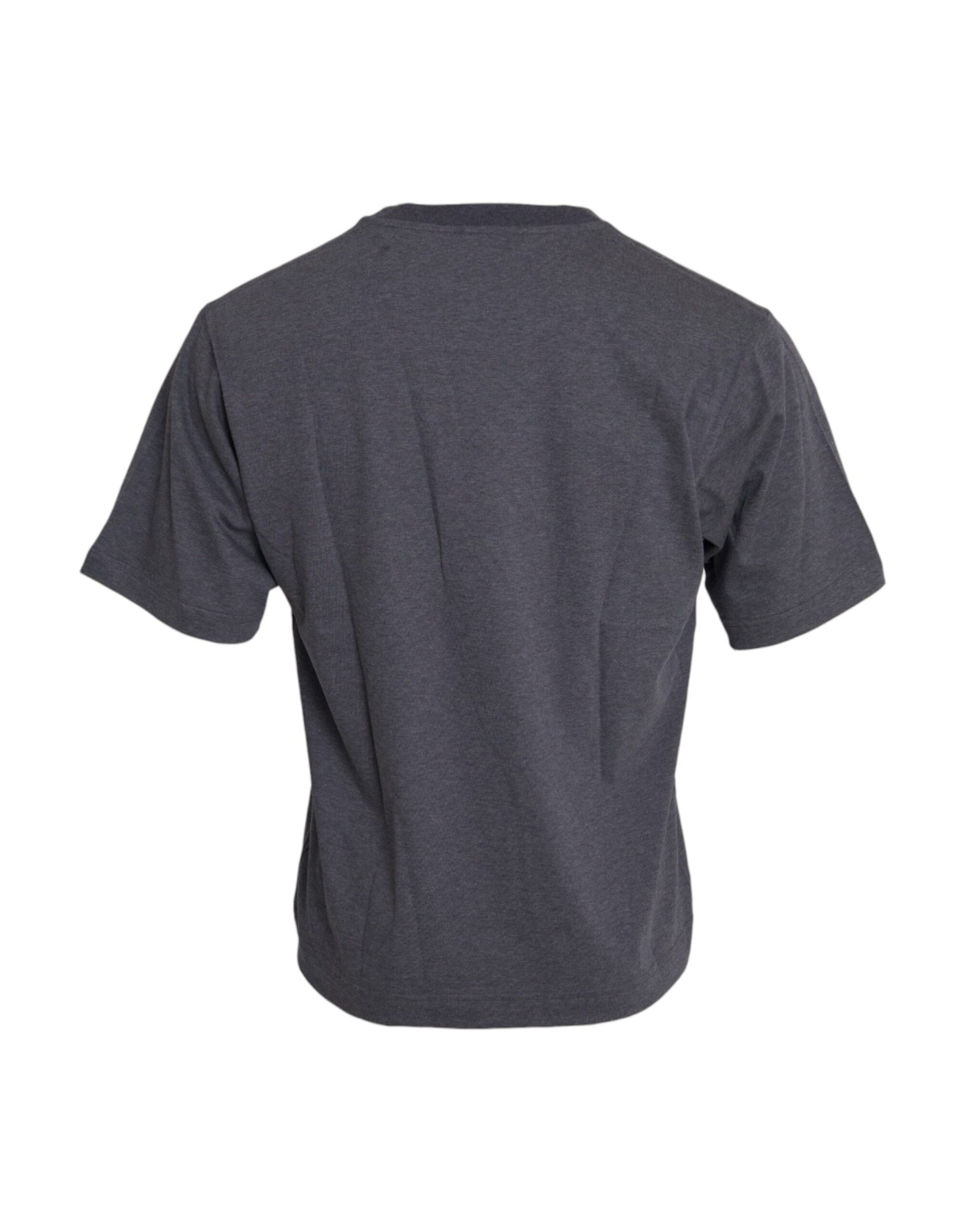 Graues Kurzarm-T-Shirt aus Baumwolle mit Rundhalsausschnitt