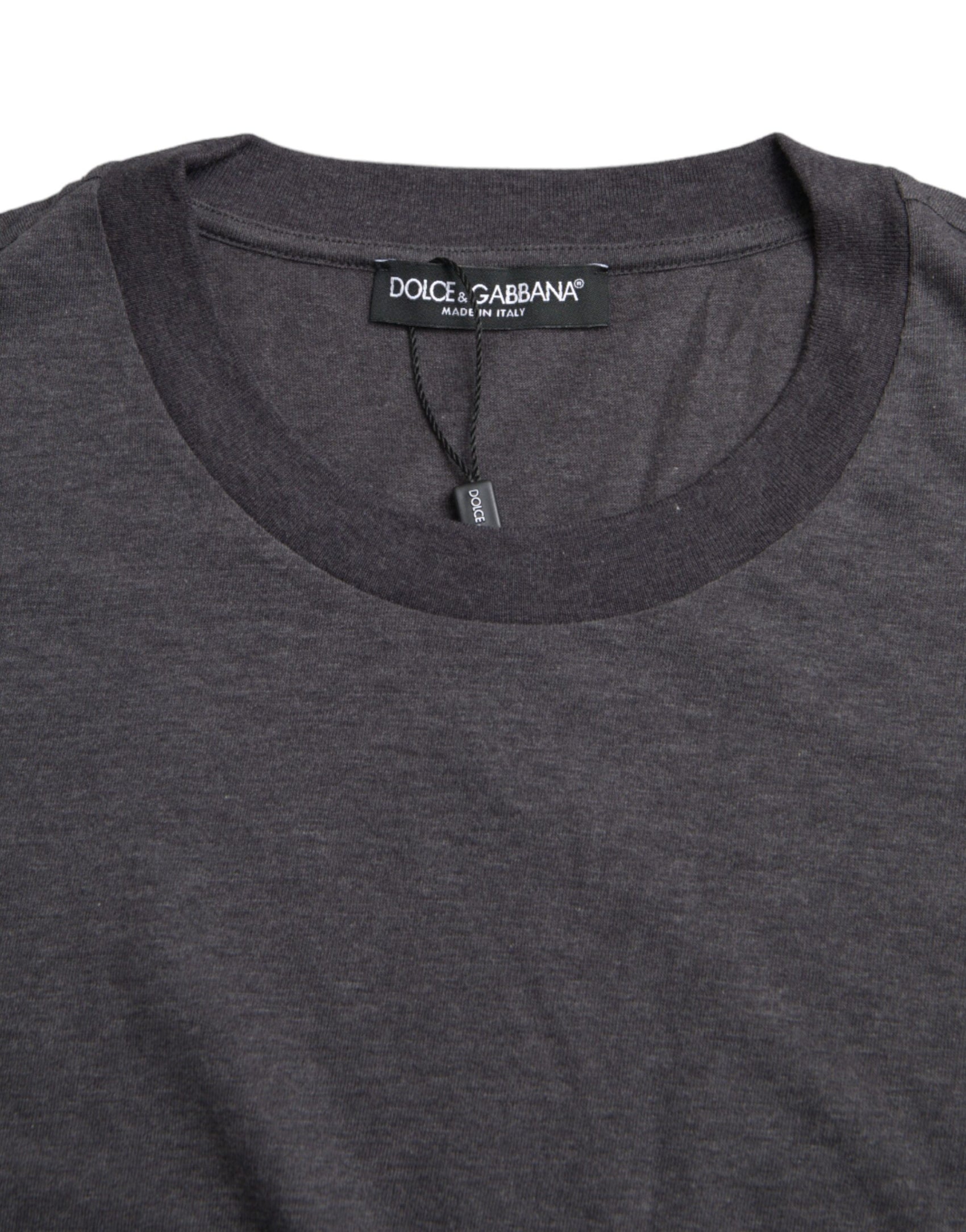 Graues Kurzarm-T-Shirt aus Baumwolle mit Rundhalsausschnitt