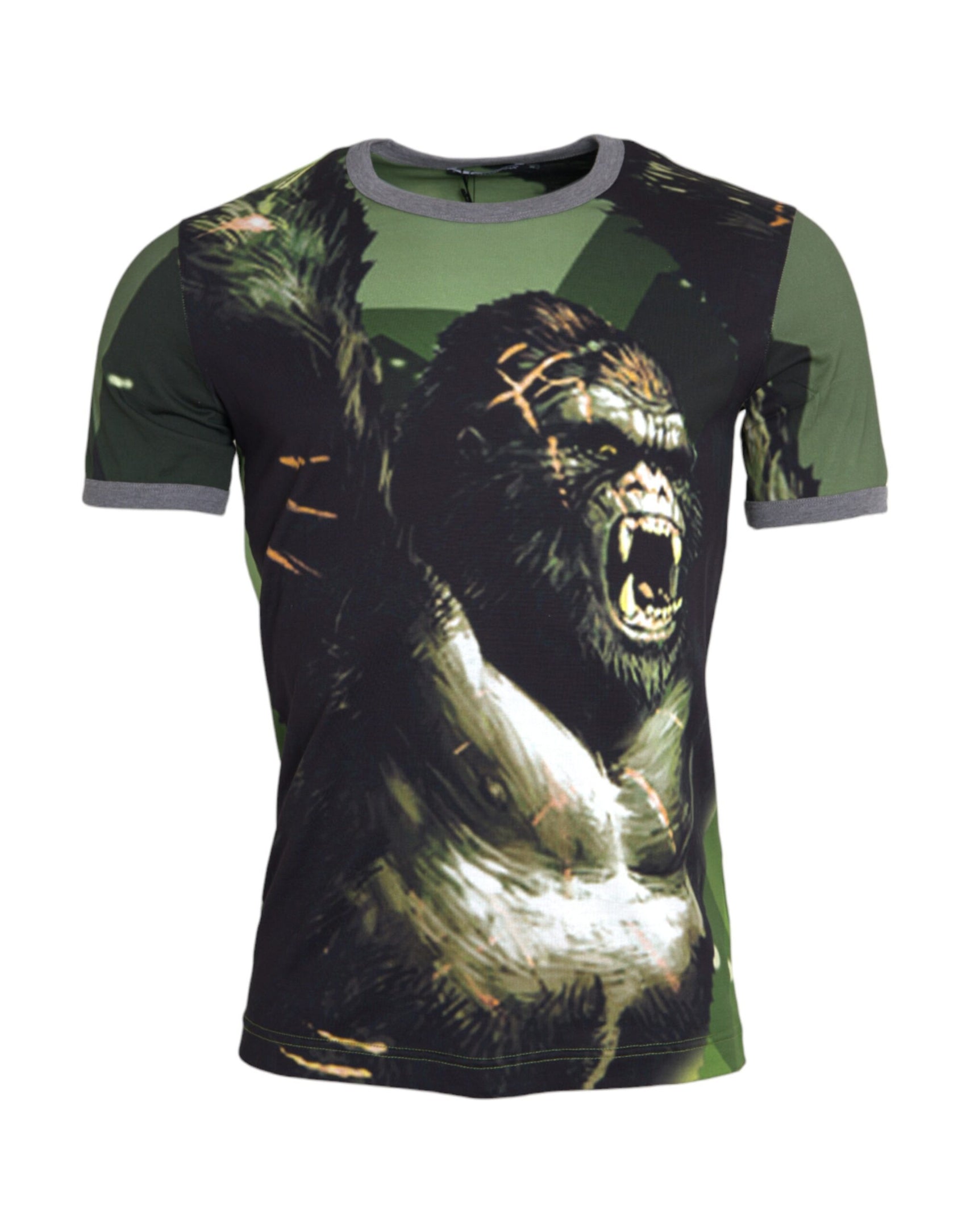 Grünes Gorilla-T-Shirt aus Baumwolle mit kurzen Ärmeln