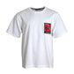 Weißes Herren-T-Shirt aus Baumwolle mit rotem Lippen-Print