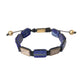 Flat Bead Blue Lapis White CZ 925 Bracelet Mens