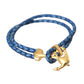 Blue Gold Anchor 925 Silver Charm Bracelet Mens