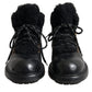 Black Leather Bernini Shearling Boots Shoes