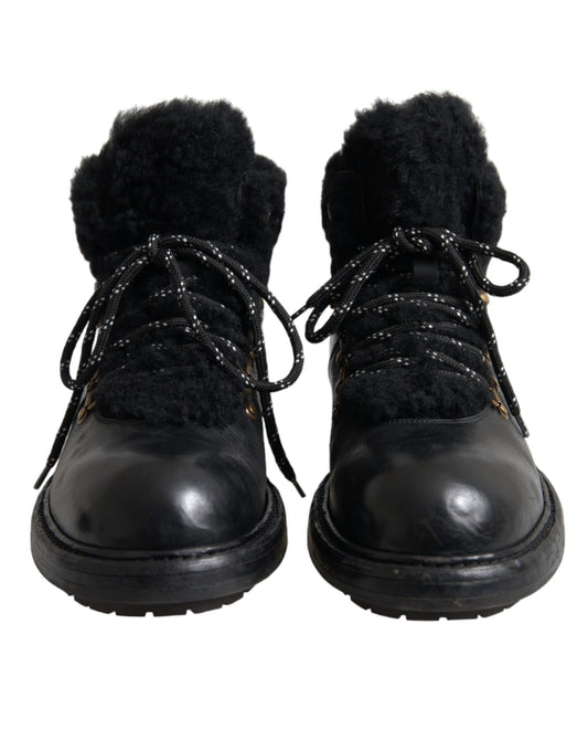 Stivali in pelle nera Bernini Shearling Scarpe