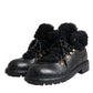 Black Leather Bernini Shearling Boots Shoes