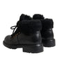 Stivali in pelle nera Bernini Shearling Scarpe