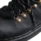 Black Leather Bernini Shearling Boots Shoes