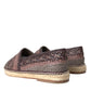 Brown Buffalo Leather Espadrille Flats Shoes