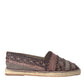 Brown Buffalo Leather Espadrille Flats Shoes