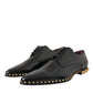 Black Leather Gold Studded Derby Dress Shoes