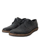 Black Woven Goat Leather Lace Up Derby Shoes