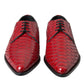 Red Textured Varnished Derby Men Formal Shoes