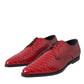 Red Textured Varnished Derby Men Formal Shoes