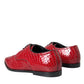 Red Textured Varnished Derby Men Formal Shoes