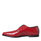 Red Textured Varnished Derby Men Formal Shoes