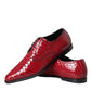 Red Textured Varnished Derby Men Formal Shoes