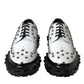 Black White Embellished Derby Formal Shoes